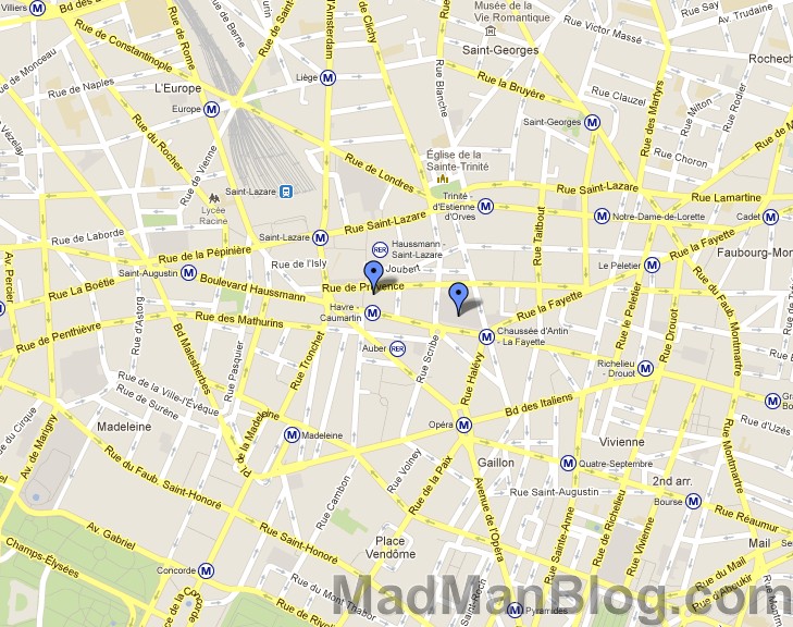 Google Map – Printemps and Galeries Lafayette Markers – MadManBlog